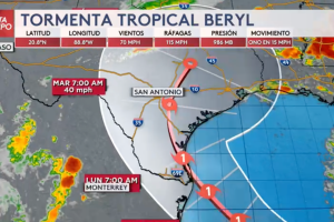 Beryl huracán posible trayectoria Texas