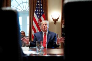 U.S. President Donald Trump hosts a Cabinet meeting inside the Cabinet Room of the White House in Washington