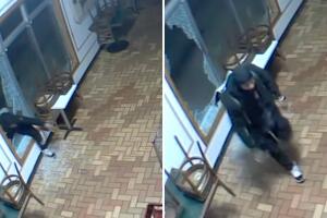 En la imagen, el sujeto que entró a robar el restaurante mexicano El Faro la noche del 13 de octubre.