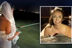 Novia atrapa gran pez en su noche de bodas