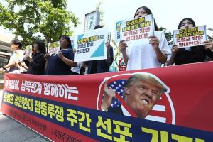 Protestas contra la visita del presidente Trump