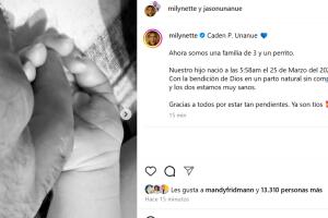 Migbelis Castellanos dio la bienvenida a su bebé, Caden.