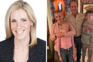 Kristin Cabot con su esposo Andrew Cabot y sus hijos