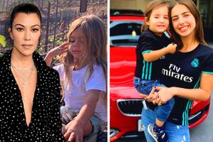 Kourtney Kardashian y su hijo Reign; Michelle Renaud y su hijo Marcelo