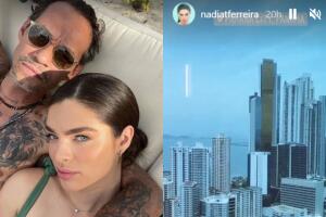 De acuerdo con la prensa panameña, Nadia Ferreira llegó a ese país acompañando a Marc Anthony. La modelo publicó la imagen de la derecha horas antes del accidente del cantante. 