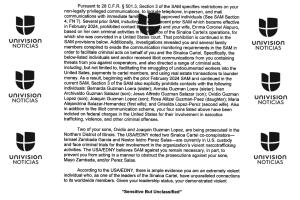 Reporte del Buró de Prisiones sobre 'El Chapo' Guzmán