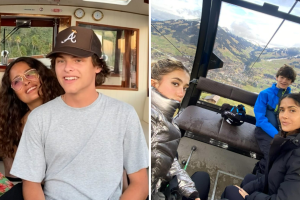 Salma Hayek y su hijastro, Augustin James Evangelista