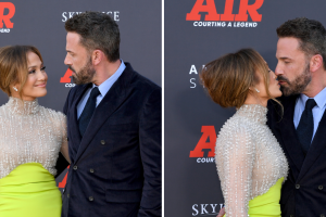 Jennifer Lopez y Ben Affleck en la premiere de la película 'Air'