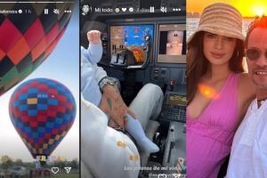 Nadia Ferreira compartió desde el pasado viernes 22 de septiembre una foto del paseo en globo que hizo en México y otra imagen desde la cabina del avión que la llevó, junto a Marc Anthony y su bebé, hasta ese país. 