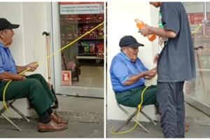 Abuelito inventa creativa forma de recibir dinero y se hace viral.