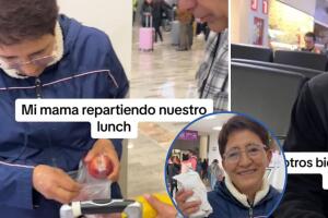 Antes de tomar su vuelo, una madre llevó tortas y manzanas para su familia