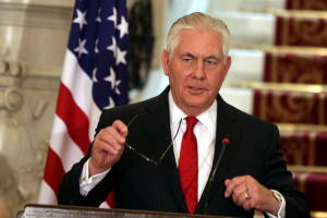 Rex Tillerson en una intervención en El Cairo, Egipto.