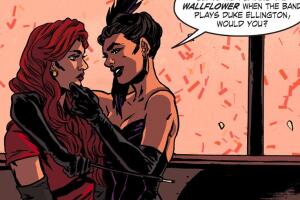 Catwoman coqueteando con Batwoman comics.jpg