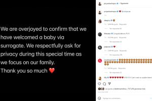 Nick Jonas y Priyanka Chropa se convierten en padres