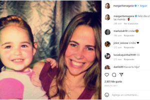 Margarita Magaña con su hija Shakti cuando era pequeña