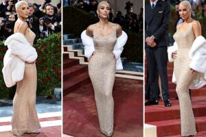 Kim Kardashian usando un vestido de Marilyn Monroe en la Met Gala 2022