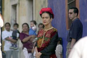 Salma Hayek On The Set Of the Film "Frida Kahlo"
