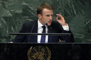 Emmanuel Macron, presidente francés, durante su turno de palabra en la asamblea general de la ONU.