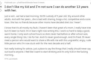 Mamá confiesa que le desagrada de su hija en Reddit