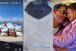 Nadia Ferreira le festejó a Marc Anthony su cumpleaños con un paseo en yate.