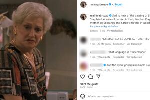 Ray Abruzzo, actor de 'The Sopranos', reaccionó así a la muerte de la actriz Suzanne Shepherd.