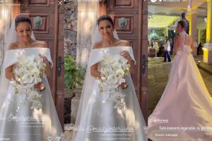 Maity Interiano con el vestido de novia en todo su esplendor.  