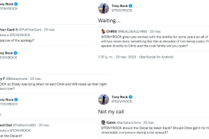 Tony Rocks dice en Twitter que no acepta las disculpas de Will Smith tras agredir a su hermano Chris