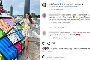 Nadia Ferreira publicó esta foto con un yate que ahora lleva su nombre.