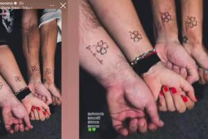 Galilea Montijo e Isaac Moreno se tatuaron un trébol de cuatro hojas junto a otras dos personas. 