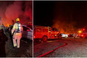 Bomberos de Smartsville y CalFire tardaron varias horas en poder controlar las llamas.
