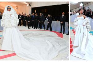 Rihanna una vez más sorprendio en la alfombra roja de la Met Gala.