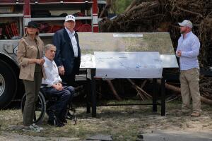 President Trump Tours Devastation In Texas After Deadly Flash Flooding