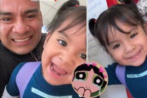 Padre llora al acompañar a su hija en su primer día de clases y su reacción se hace viral en TikTok