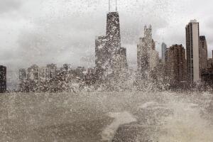 Storm Brings Heavy Rain And High Winds To Chicago, Over 20 Foot Waves Expected In Lake Michigan