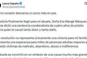 Laura Zapata dio a conocer así la sentencia de 4 años de cárcel que recibió la enfermera que estuvo a cargo del cuidado de su fallecida abuela.