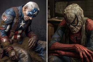 Artista muestra cómo se verían Capitán América y Spider-Man si fueran adultos mayores