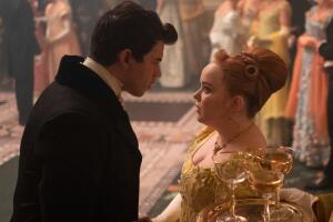 Colin (Luke Newton) e Penelope (Nicola Coughlan) em "Bridgerton"