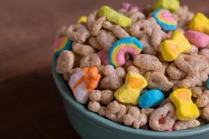 Marshmallow Cereal on Weathered Wood