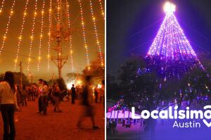 encendido pino árbol navidad zilker park austin texas
