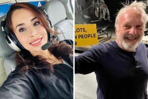 Eliana Moreno y el piloto George Marciniw