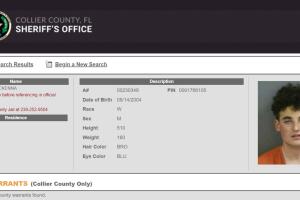 Esta es la ficha de arresto de Ryan McKenna, conocido como 'Selfie-Kid', quien fue detenido en Florida el pasado fin de semana.