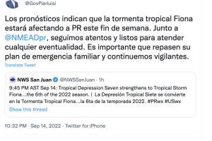 tormenta Fiona Puerto Rico fin de semana