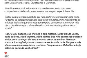 Anahí comunicado estado de salud