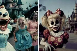 Inteligencia Artificial ilustró cómo se vería Disneyland si fuese un parque de terror