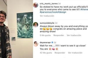 'Cris' Muñiz tuvo su primera exposición oficial como artista de historietas. La novia del joven, Kylie Jane Marco, y su famosa madre, Dayanara Torres, se unieron con estos mensajes para felicitarlo. 