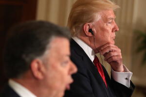 Presidentes Donald Trump y Juan Manuel Santos, de Colombia, en rueda de prensa en la Casa Blanca el 18 de mayo de 2017