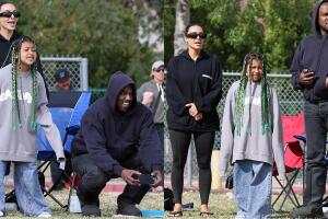 Kim Kardashian y Kanye West hacen inusual aparición juntos en un partido de futbol
