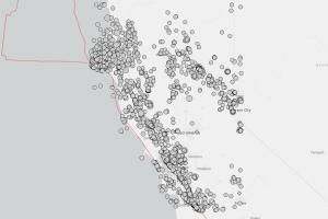 Sismos en el norte de California en los últimos 10 años.