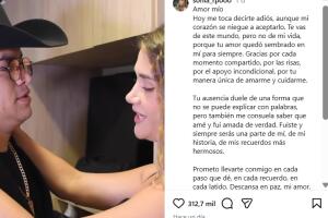 Este es el mensaje que apareció en una cuenta de Instagram que le atribuyen a Sonia Restrepo, pareja de Yeison Jiménez.