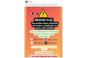 Oscar Vica advierte sobre perfiles falsos